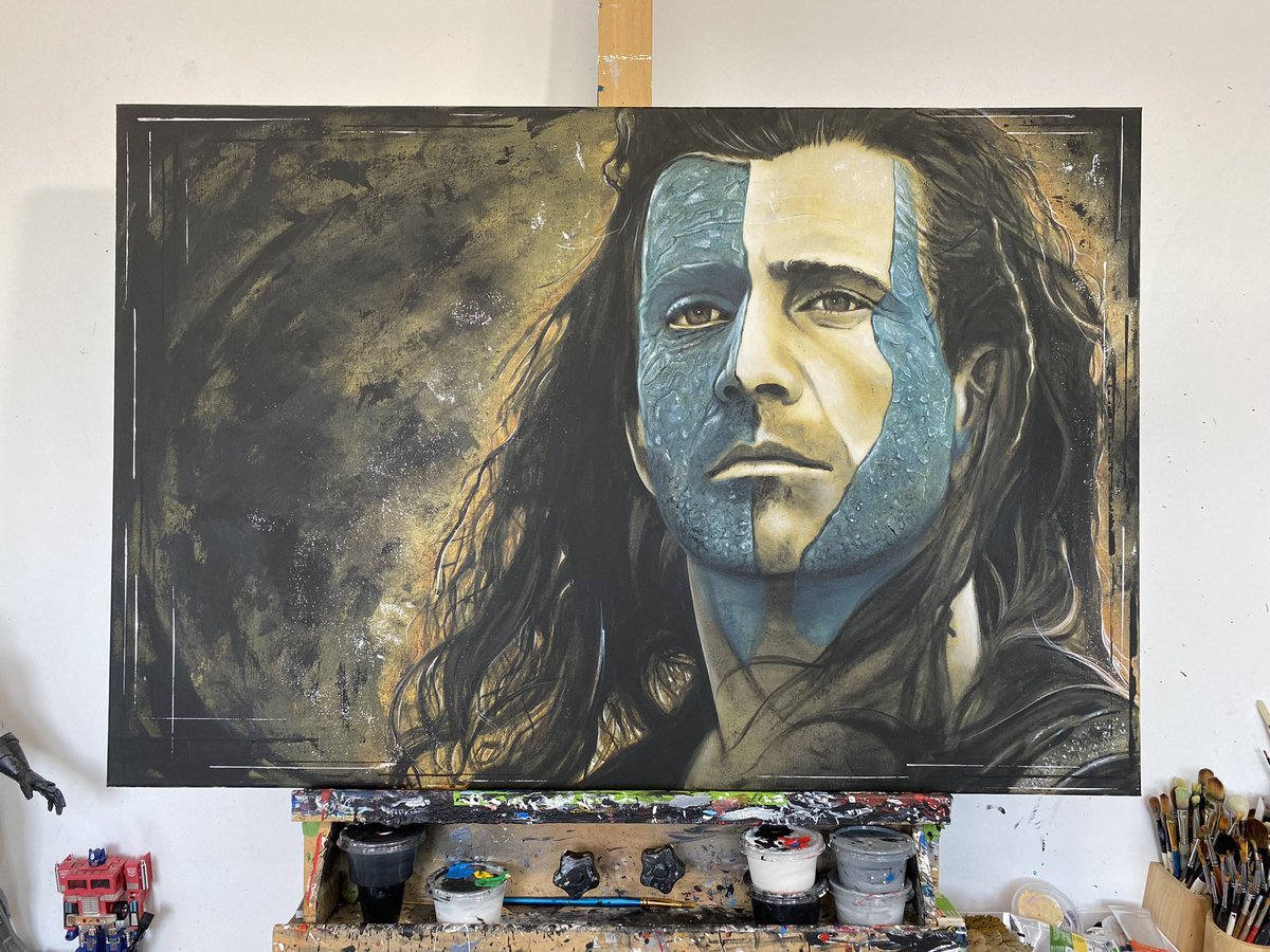 This week is 29 years since the premiere of one of the greatest movies ever… Braveheart. This original 3x2ft acrylic painting is available to purchase from my website rossbainesart.bigcartel.com/category/origi… #braveheart