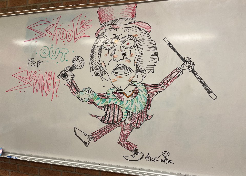 Last week of school! @alicecooper #schoolsout @CorydonPanthers Artwork by Booker LaHue