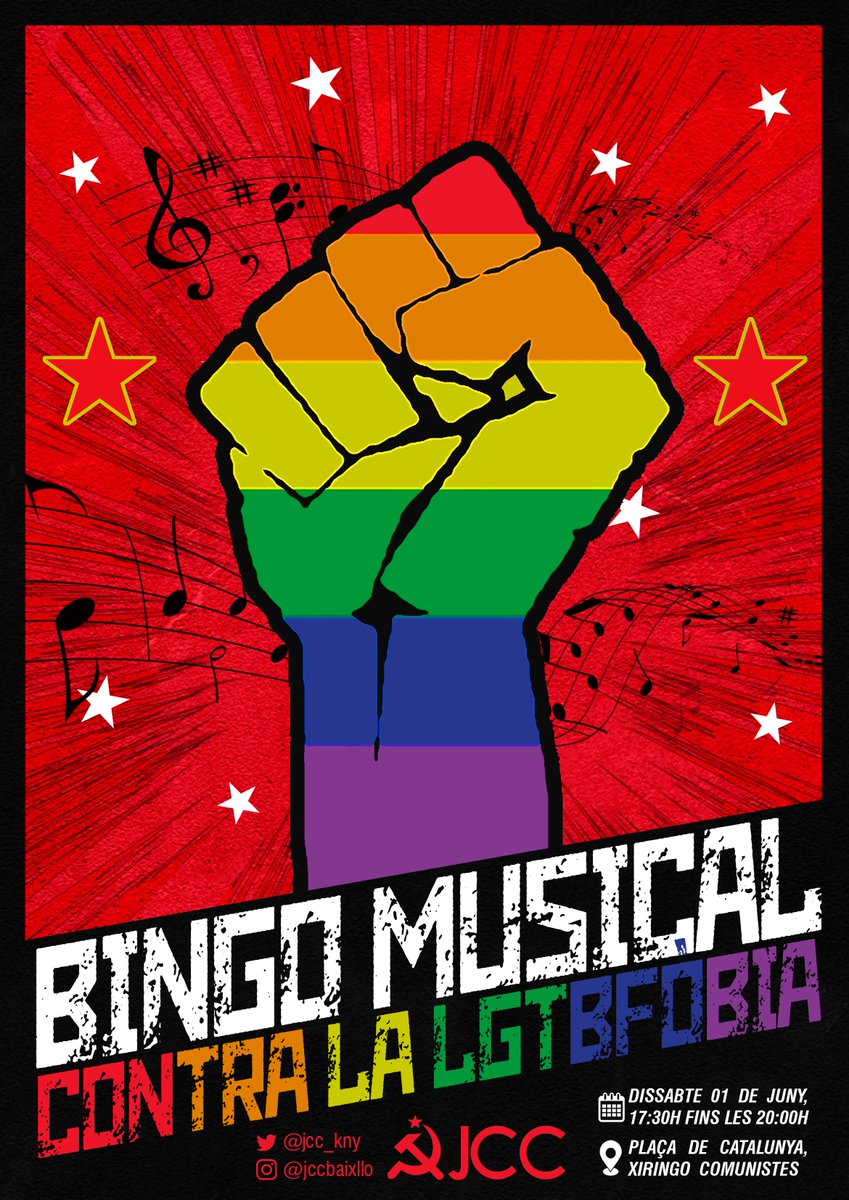 Bingo Musical contra la LGTBfòbia ✊🏳️‍🌈🏳️‍⚧️ La JCC torna a Cornellà amb el Bingo Musical contra la LGTBfòbia, una activitat que busca promoure l'oci alternatiu i combatre la discriminació i la LGTBfòbia a la nostra societat i proporcionar un espai segur per a totes les joves.