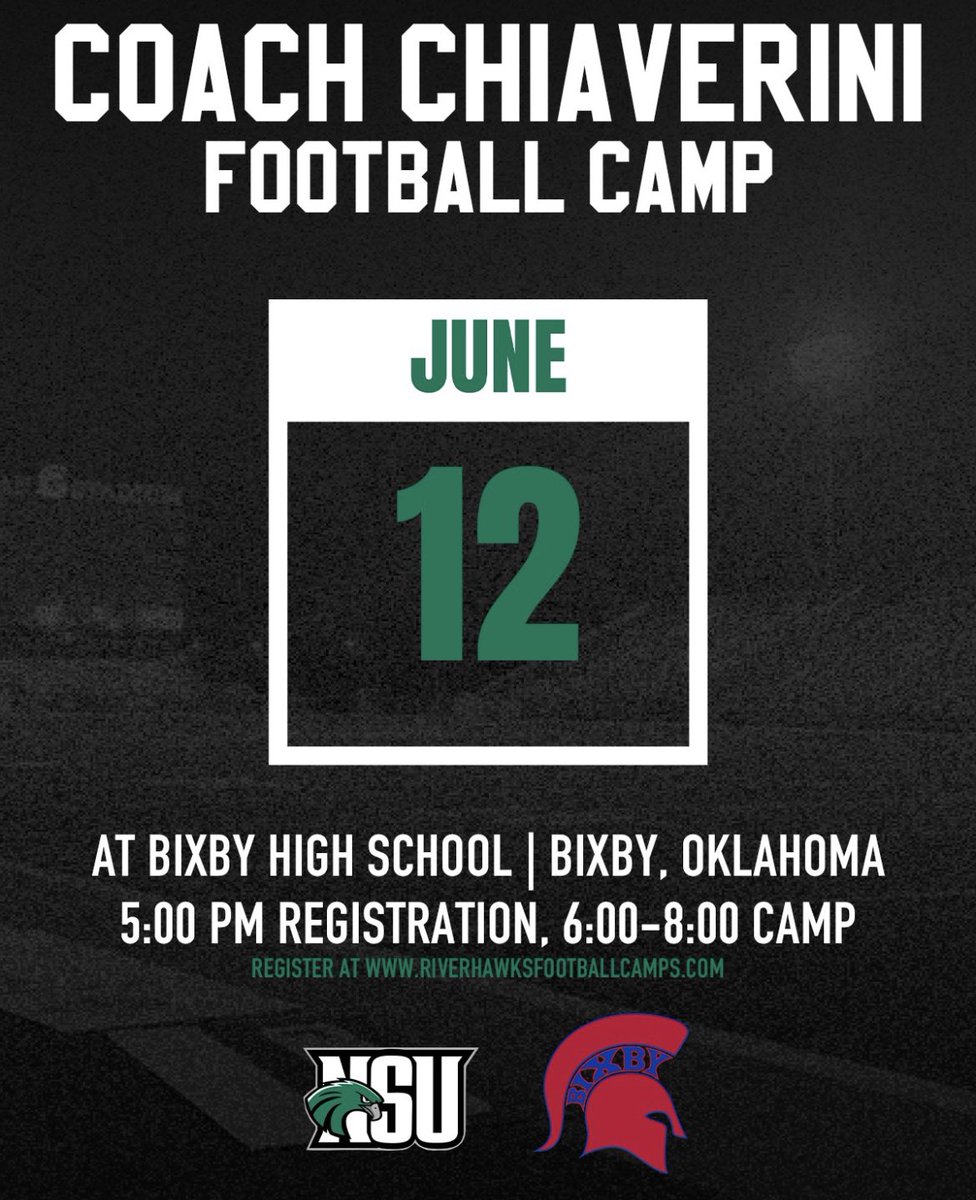 🚨 TULSA HS PLAYERS!🚨sign up for our camp down below! HUGE opportunity to showcase you talent in front of our coaching staff! 🦅 riverhawksfootballcamps.com
