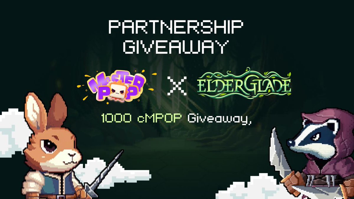 Partnership Giveaway! 🦊 @Elderglade x @masterpopgame Exploring new frontiers in gaming & NFTs! ➡️ Follow @masterpopgame & @Elderglade ➡️ Like & RT ➡️ Tag 3 friends 💰 Prize: 100 cMPOP for 10 winners! #MasterPop (🏃F2P NFT runner) meets #Elderglade (⚔️AI-driven retro looter)