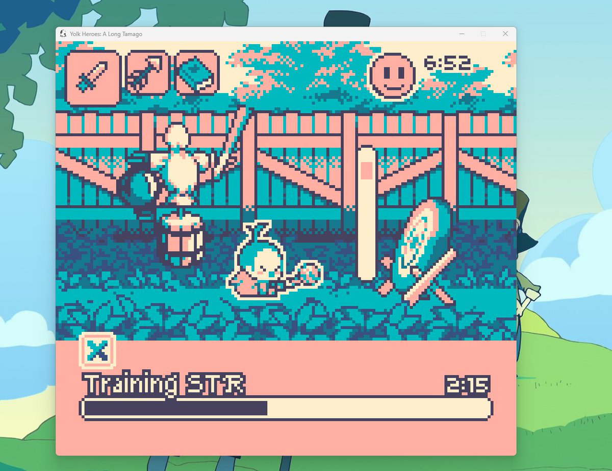 Trabalhando aqui enquanto minha criança treina pra se tornar um HERÓI BRABO

(Jogo: Yolk Heroes: A Long Tamago)