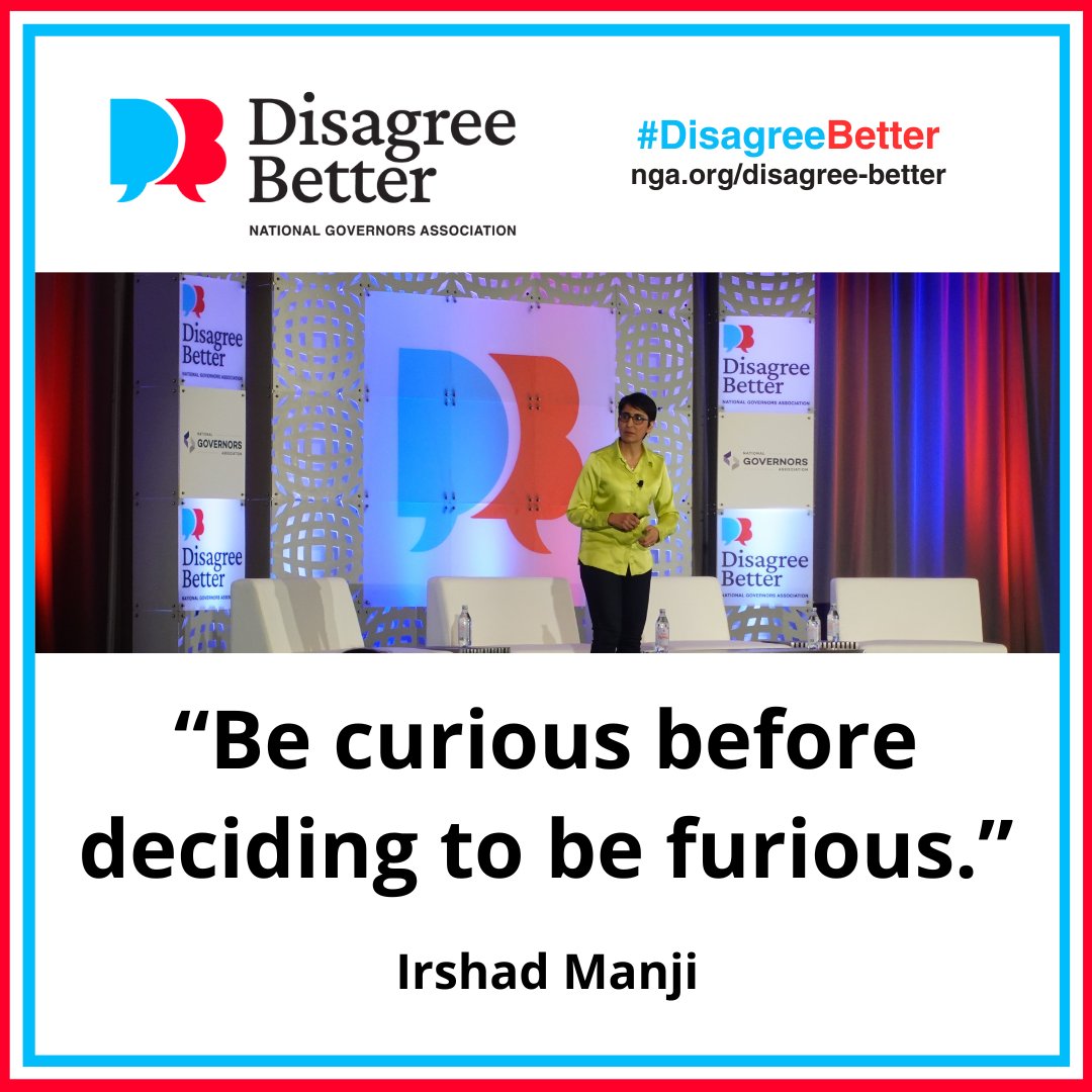 At the Nashville #DisagreeBetter Convening, keynote speaker Irshad Manji, CEO of @MoralCourage, told attendees that building the skills to disagree better is all about practice. Watch the presentation at: nga.org/news/commentar…