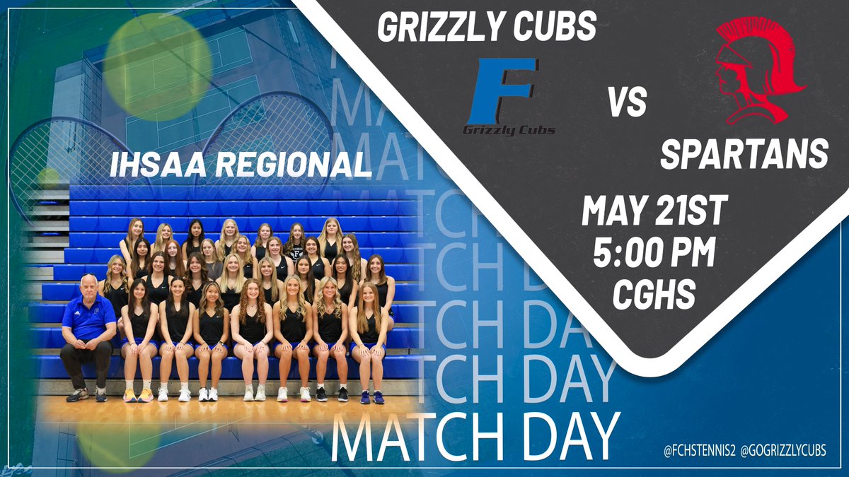 GoGrizzlyCubs's tweet photo. Good luck to @FCHSTennis2 as they compete in opening round of Regional action tonight. Also to @FCHS__softball as they face Whiteland in Sectional Semi-Finals. And finally to @FCommXCandTrack girls team as they head to Regionals tonight! #TFW #BusyNight https://t.co/caYa1X7C1s