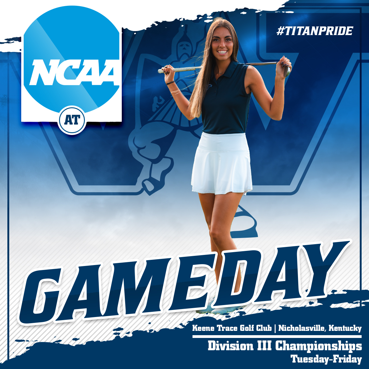 Women's golf will compete in the four-day NCAA Division III Championships at Keene Trace Golf Club. Good luck Titans! 🆚NCAA Division III Championships ⏲️All day 📍Nicholasville, Kentucky #d3wgolf #pacwgolf #titanpride⚔️