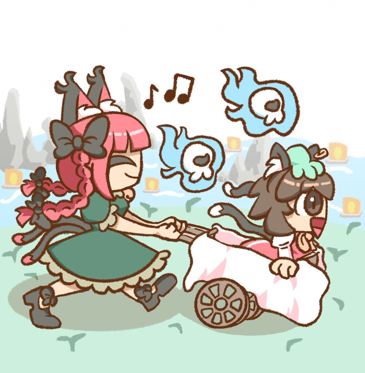 LinnyUwU's tweet photo. Chen and Orin playing near the Sanzu River!! https://t.co/ev5LbMy10o