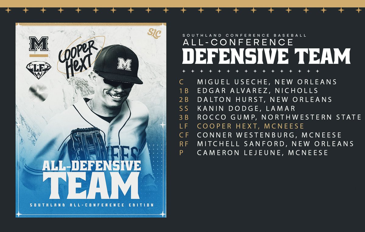 THE ALL-CONFERENCE EDITION 💎

The Southland Baseball All-Defensive Team

#EarnedEveryDay