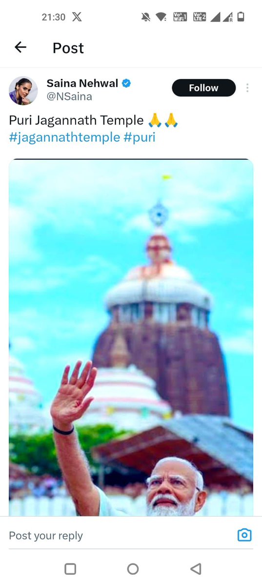 Bjp has highlighted PM modi face and blurred the Jagannath temple in background Is Modi bigger than Lord Jagannath ??