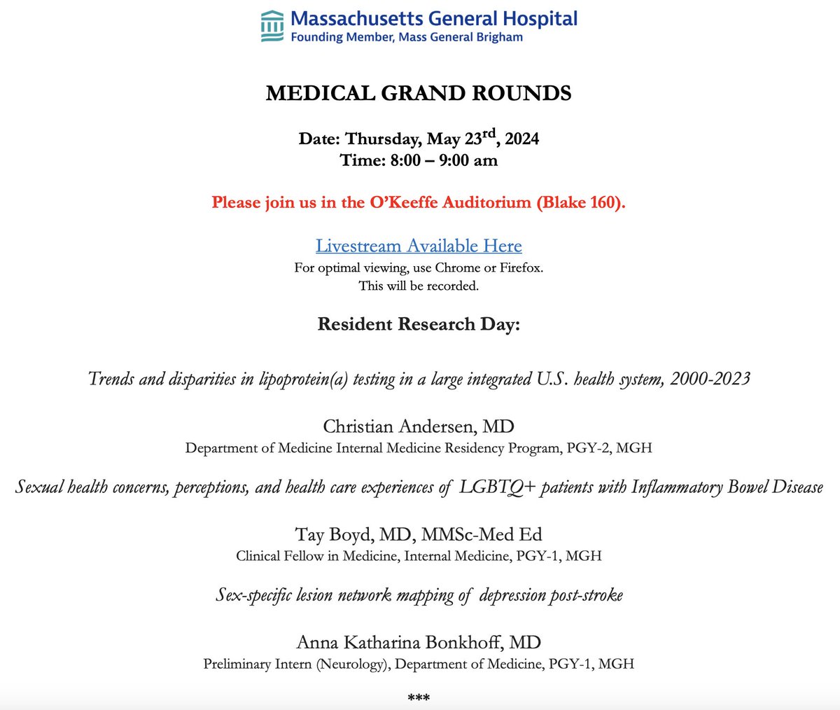 Pradeep Natarajan (@pnatarajanmd) on Twitter photo Excited for <a href="/CFAndersenMD/">Christian Faaborg Andersen MD</a> <a href="/mghmedres/">MGH IM Residents</a> presenting work on Lp(a) testing in <a href="/MassGenBrigham/">Mass General Brigham</a> mentored by <a href="/mchonig/">Michael Honigberg, MD, MPP</a> for <a href="/MGHMedicine/">MassGeneral Medicine</a> Grand Rounds! Excited for <a href="/CFAndersenMD/">Christian Faaborg Andersen MD</a> <a href="/mghmedres/">MGH IM Residents</a> presenting work on Lp(a) testing in <a href="/MassGenBrigham/">Mass General Brigham</a> mentored by <a href="/mchonig/">Michael Honigberg, MD, MPP</a> for <a href="/MGHMedicine/">MassGeneral Medicine</a> Grand Rounds!