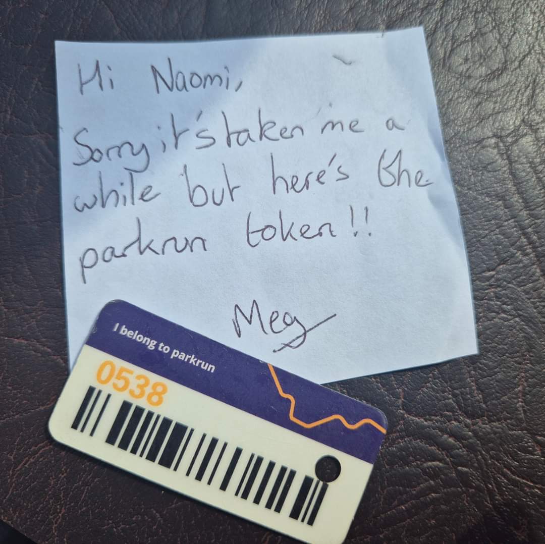 Thanks to Meg for returning her token with this lovely note 😀

More in the run report
👉🏼parkrun.org.uk/woodhousemoor/…