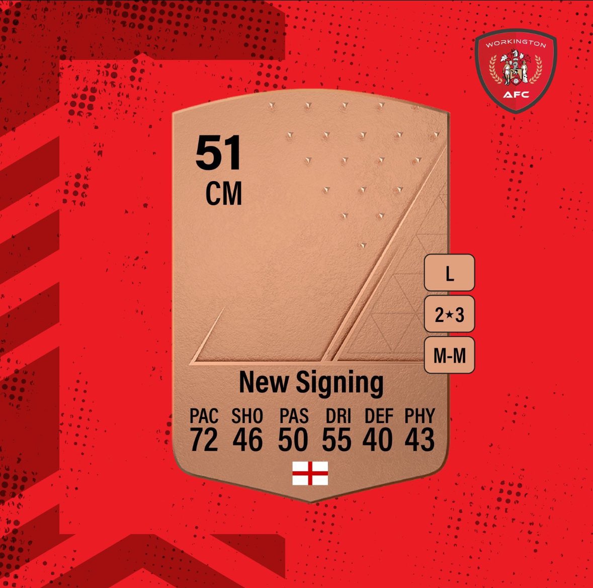 𝙂𝙪𝙚𝙨𝙨 𝙬𝙝𝙤’𝙨 𝙗𝙖𝙘𝙠…🤔 A familiar face with some impressive stats is returning to Borough Park! Check out his FIFA card highlights: 72 PAC, 55 DRI. Can you guess who it is?  Stay tuned for the big reveal at 18:00 #RichHistoryBrightFuture #RedsRiseAgain