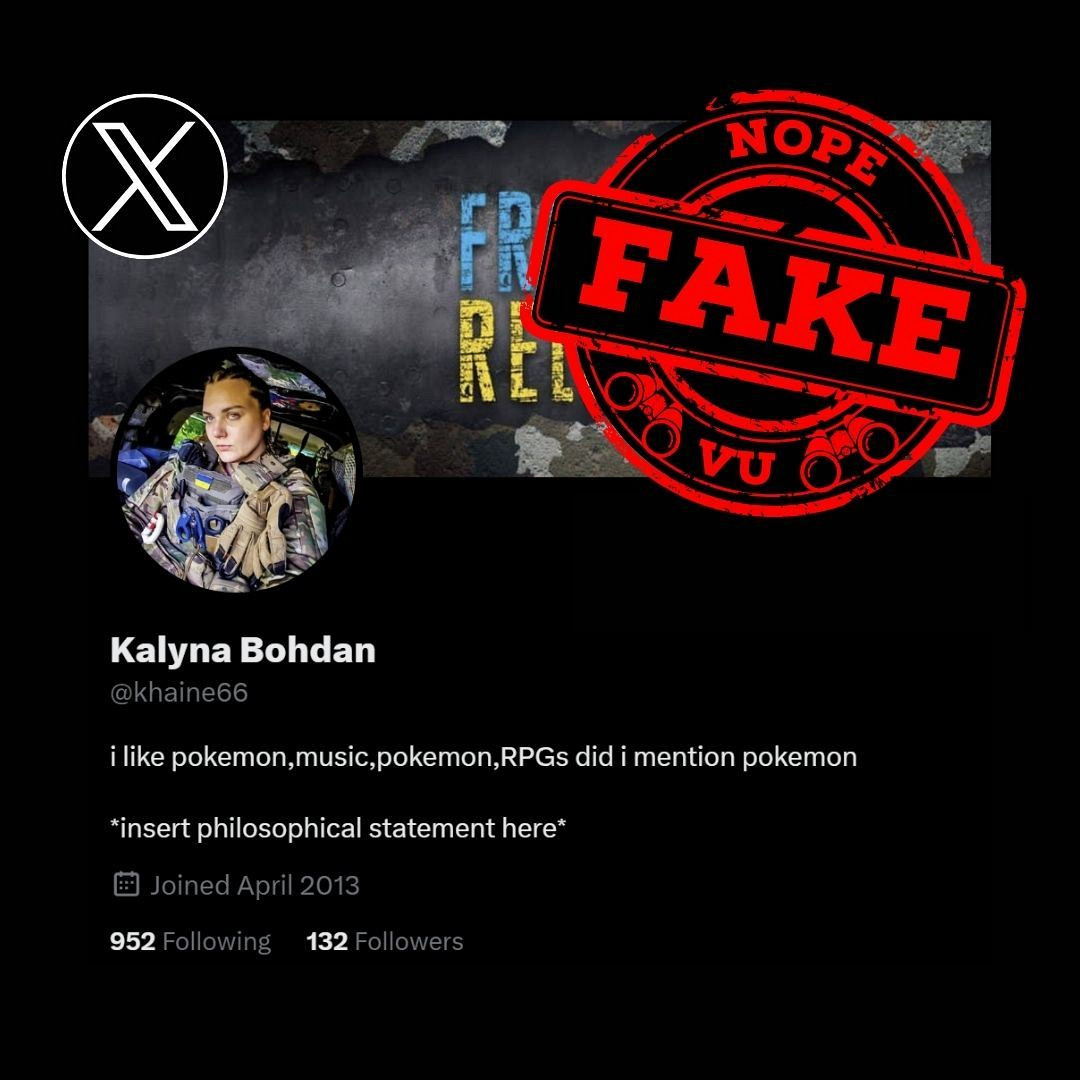 #vu #scamalert #xscam ❌ FAKE SOLDIER Kalyna Bohdan aka khaine66 x.com/khaine66 ID Link: x.com/i/user/1345106… ID: 1345106732 ⚠️IMPERSONATES A ✅ REAL SOLDIER @Xsecurity @Support @Safety