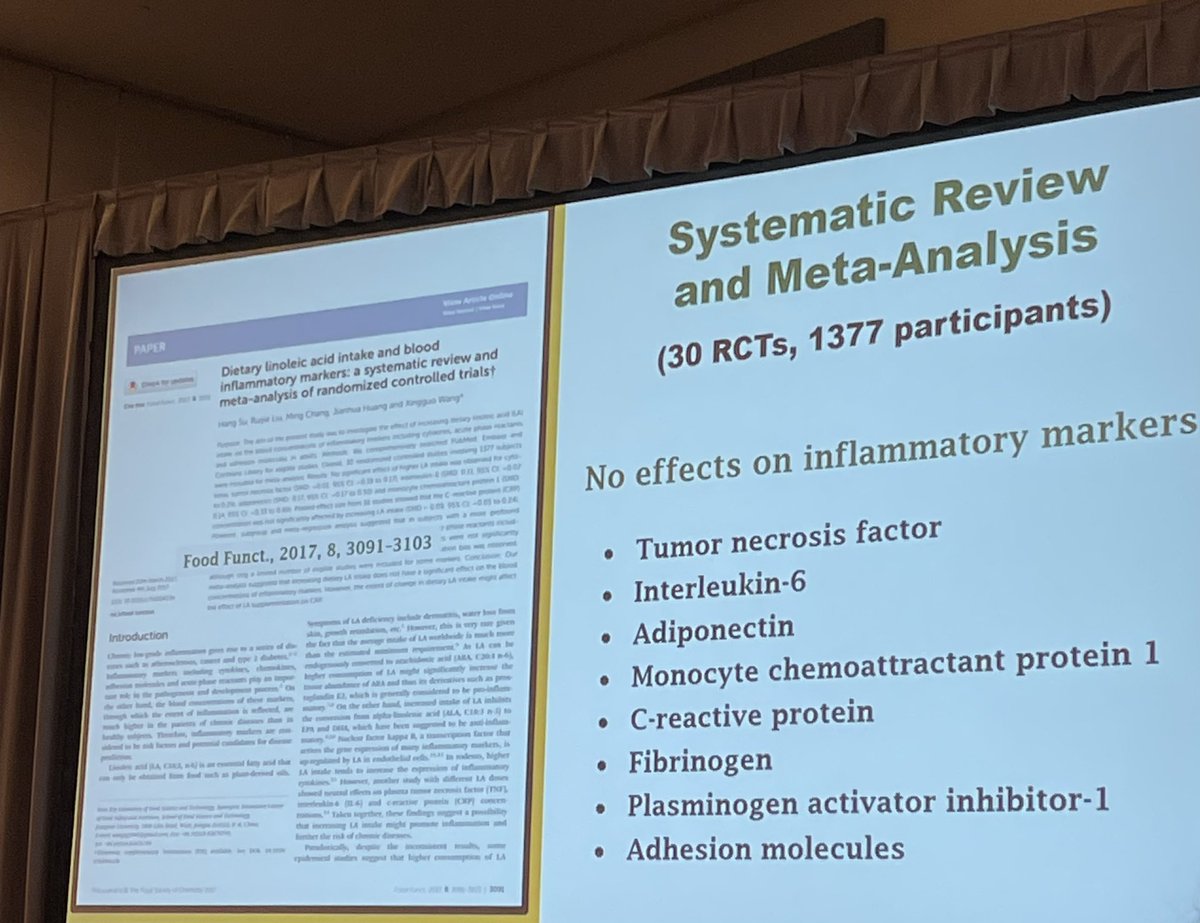 Research shows that #seedoils are not inflammatory according to 30 Randomized Control Trials. <a href="/MarkMessinaPhD/">Mark Messina</a> from <a href="/Soy_Nutrition/">Soy Nutrition Institute (SNI) Global</a> #sponsoredsession #TDinUT <a href="/TodaysDietitian/">Today's Dietitian</a>
