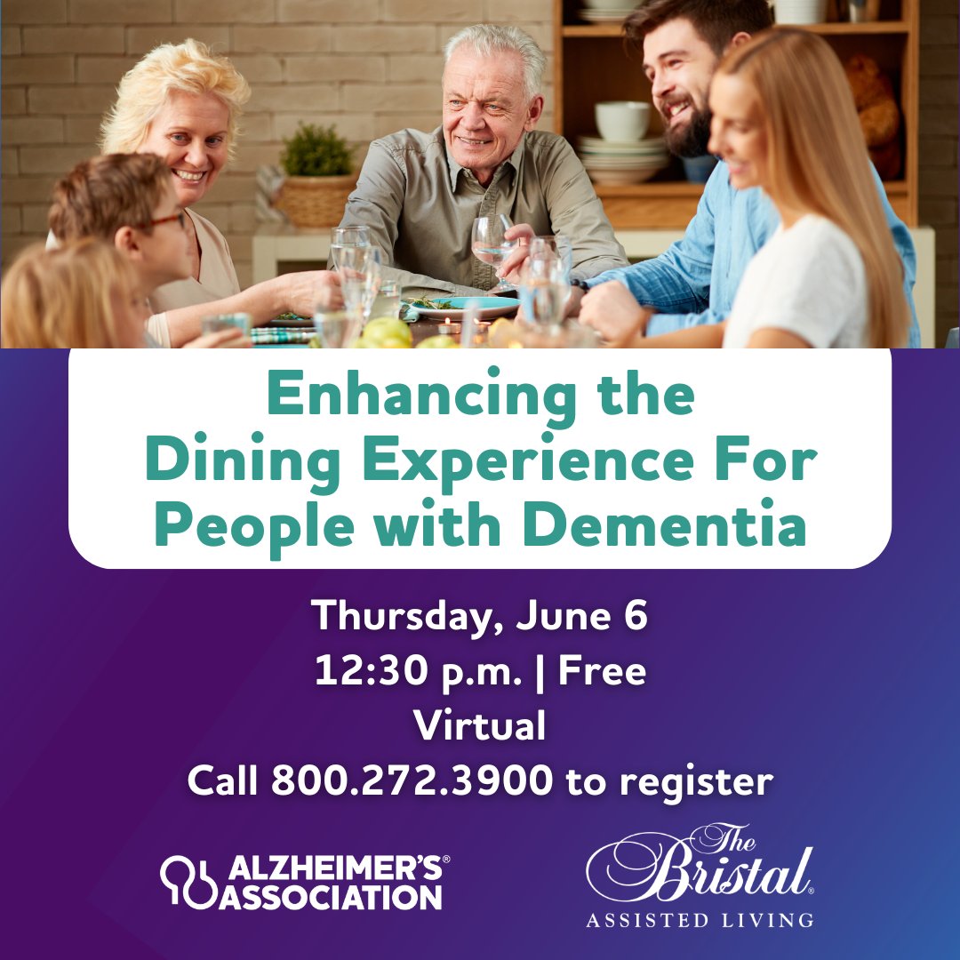 Join us on Thursday, June 6 for this virtual educational program that provides caregivers with invaluable insights into managing mealtime issues for their loved ones with dementia. bit.ly/3QhFjQ2 @thebristal
