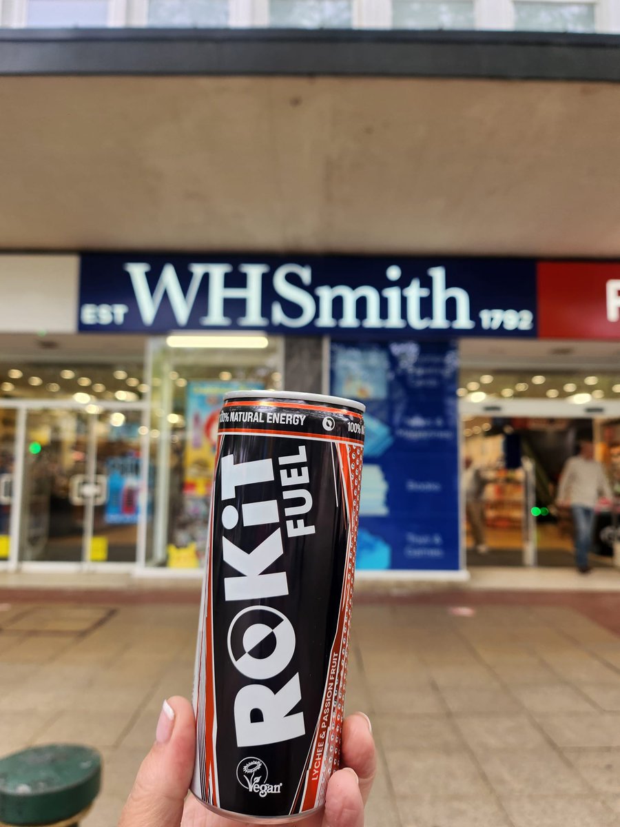 Great news. ROKiT Fuel Energy Drink is now in WHSmith's UK. WHSmith has over 600 stores on the high street and another 600+ stores at airports, train stations, hospitals and motorway services. #WeAreROKiT