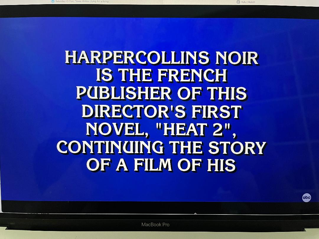 Thrilled to see #Heat2 featured as a question on #Jeopardy. A brilliant book written by @michaelmann and @MegGardiner1...and did you know Gardiner was a three-time Jeopardy champion?!  True.

#TheStoryFactory