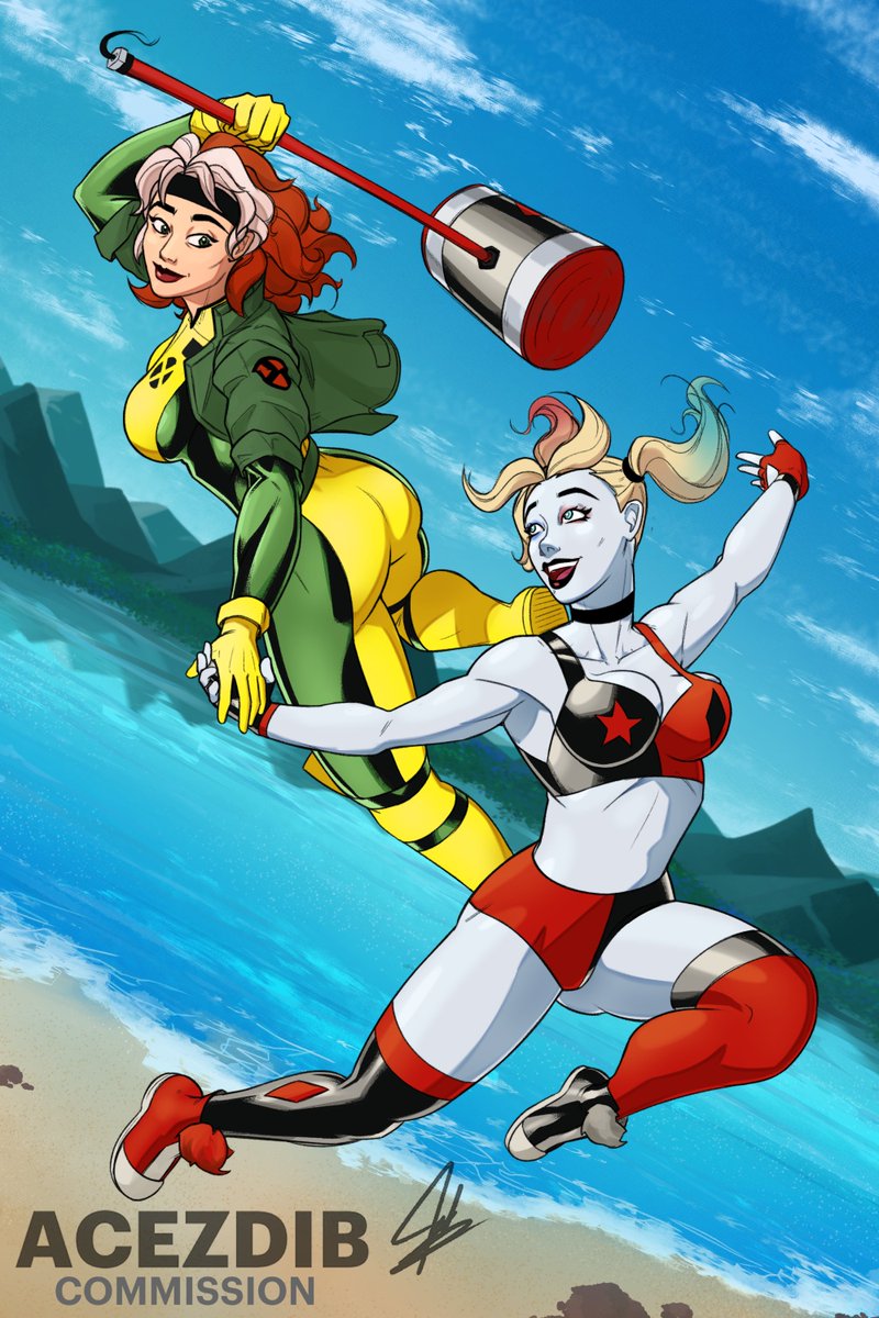 Rogue and Harley quinn commission