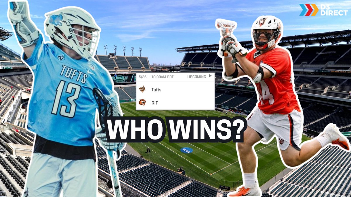To recruits who think they're too good for D3... Tune in for the D3 Men's Lacrosse Championship 🐘 Tufts vs. RIT 🐅 Not sure about you, but playing at Lincoln Financial Field on national TV sounds alright to us 🤷‍♂️