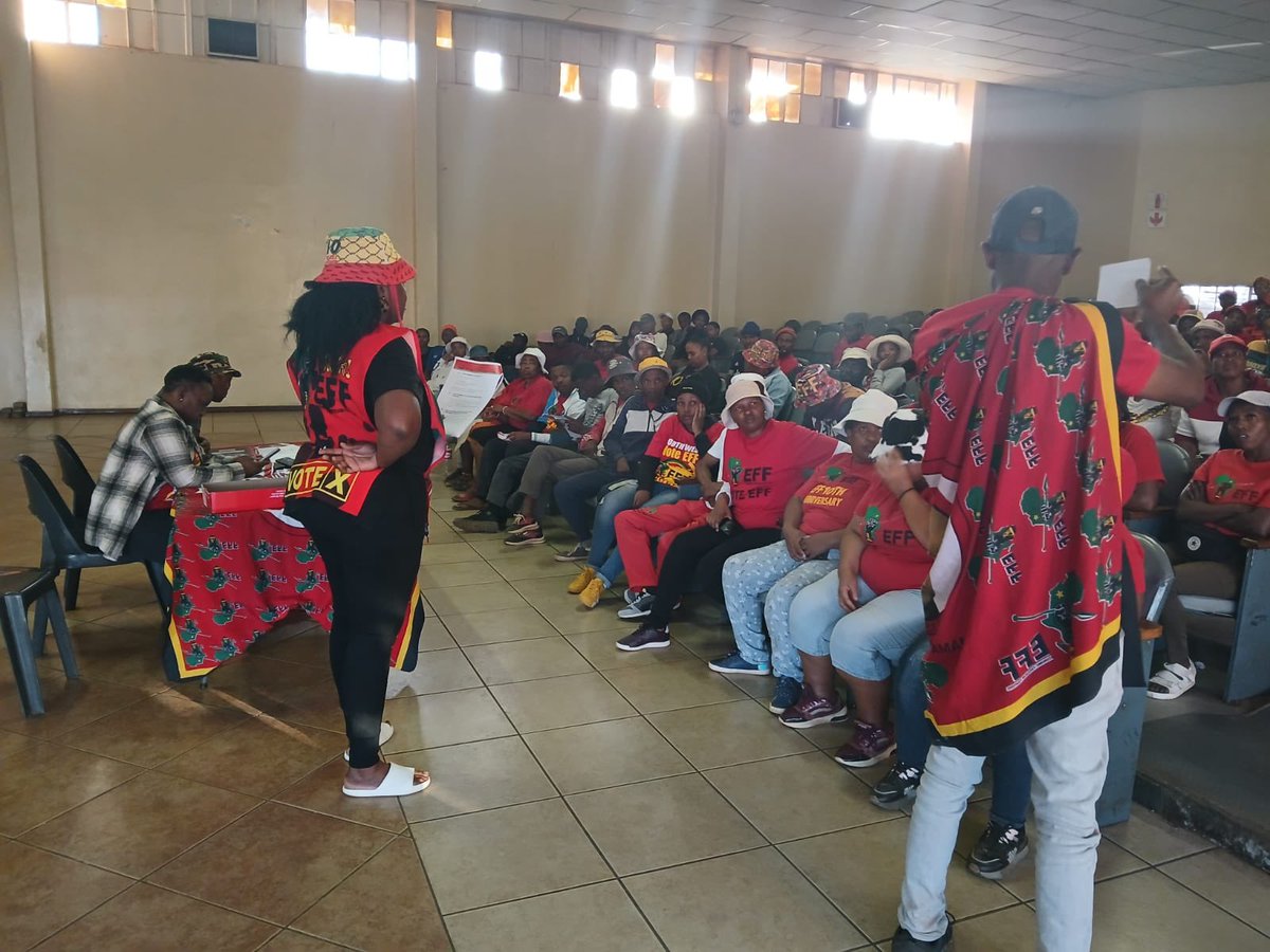 EffNorthwest's tweet photo. In Pictures| PETF Members, Fgtr. Poppy Lebete and Fgtr. Baratang Mokone, provided a training for the party agents in Matlosana Sub-Region, Dr. Kenneth Kaunda District. https://t.co/CgLct4jTQ6