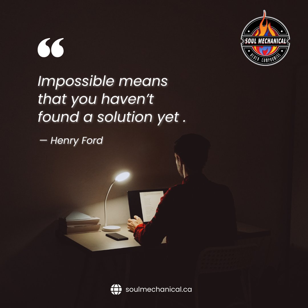 At Soul Mechanical, we thrive on the challenge of turning the impossible into the achievable. Let us find the solution that's waiting to be discovered for your mechanical needs. 💪 

#ProblemSolvers  #SolutionSeekers #SoulMechanical #MechanicalSolutions   #HVAC #Plumbing