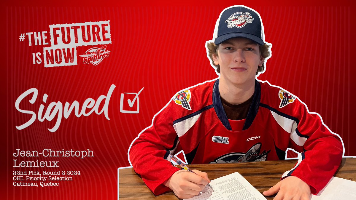 Signed & Sealed! 🖊🏒 Gatineau native, J.C Lemieux has signed an OHL Scholarship and Development Agreement! Details: Windsorspitfires.com #WindsorSpitfires #TheFutureIsNow