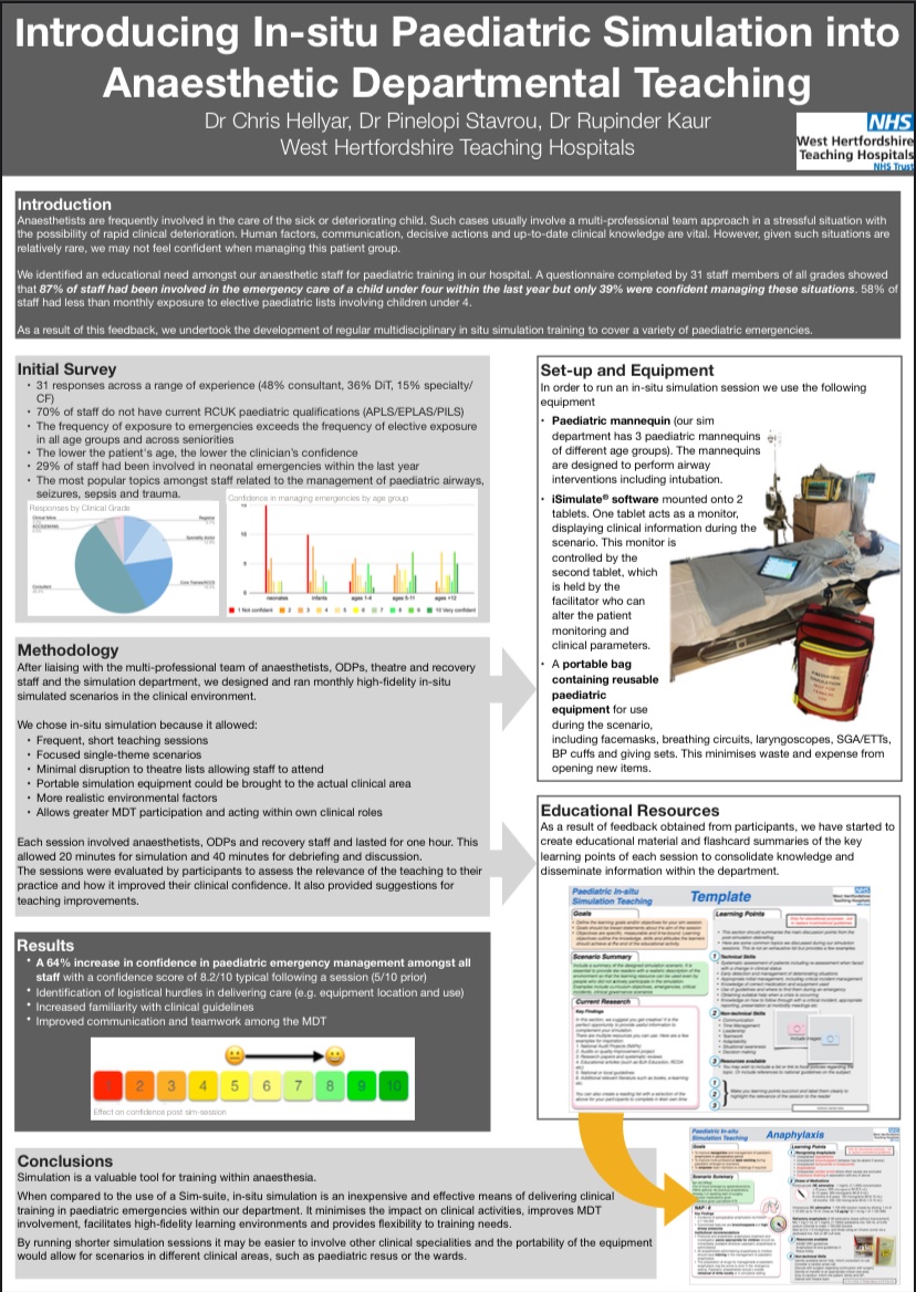 First time I’ve ever won anything…for my paediatric in-situ simulation project
…and I couldn’t receive it because I was post nights on Labour ward and by 4pm was a sleep-deprived delirious mess. Luckily my addled brain was ok to attend the morning and present the poster.
#SEAUK