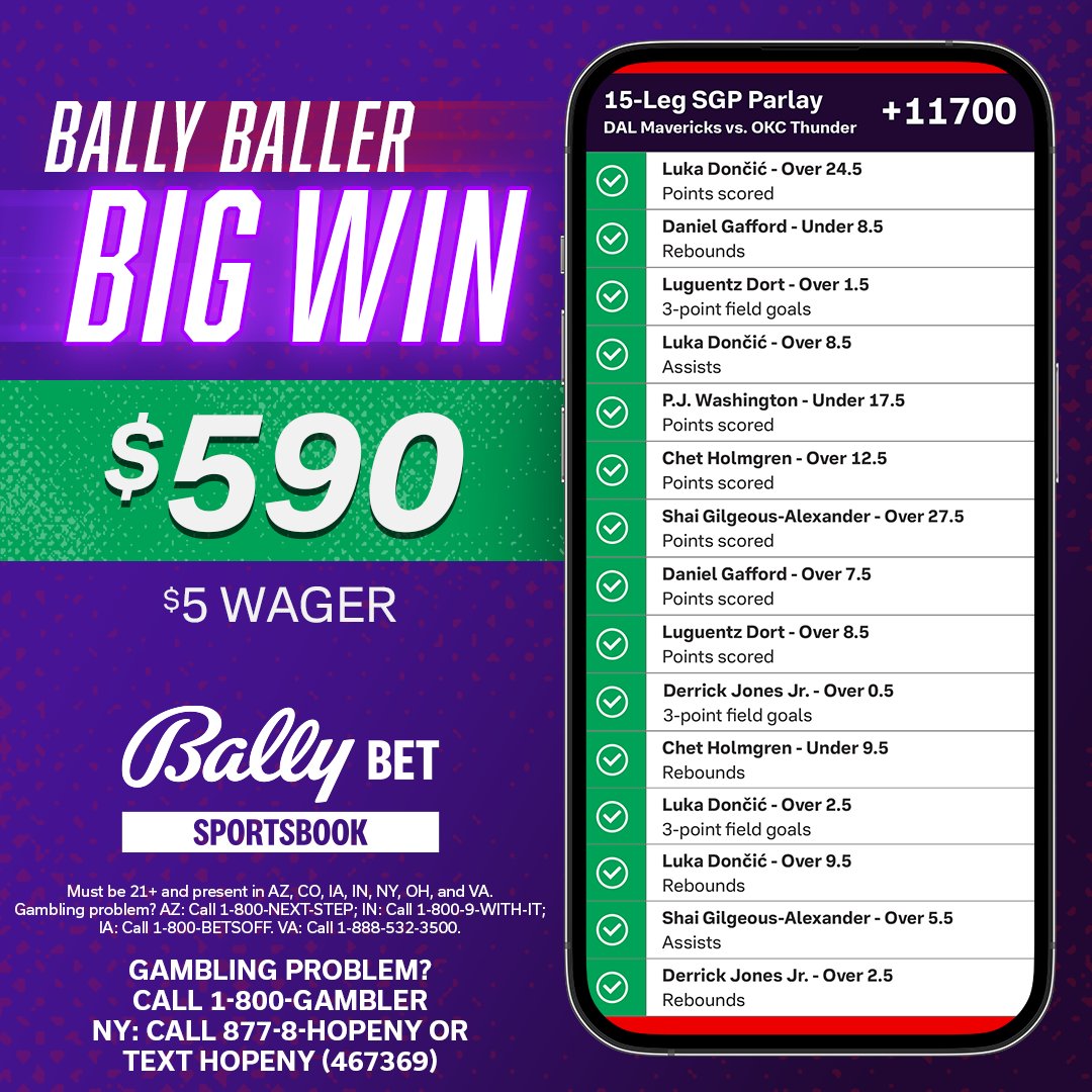 A $5 bet on a 15-leg same game parlay?? Easy money for this week's Bally Baller 🤑