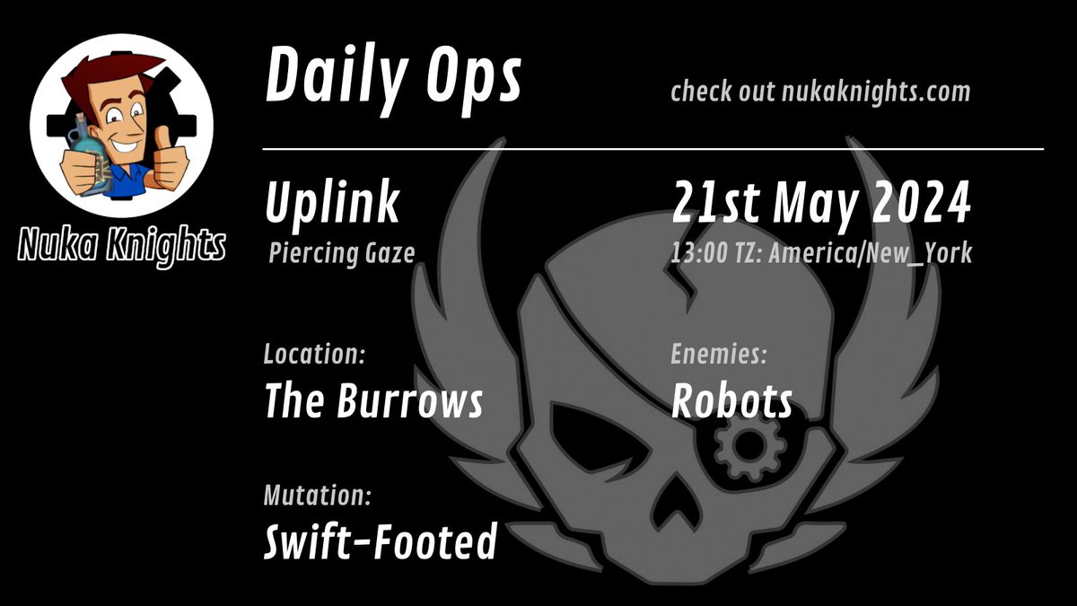 New Daily Ops for Today 21st May 2024 #fallout76 nukaknights.com