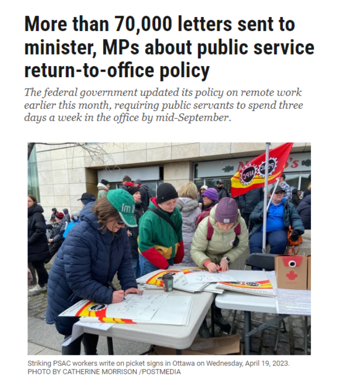 The widespread opposition to the increased in-office mandate is clearly highlighted by federal public service workers. 

We’re calling for immediate action and accountability from the government on the recent, unilateral amendment of the telework mandate. ottawacitizen.com/news/more-than…