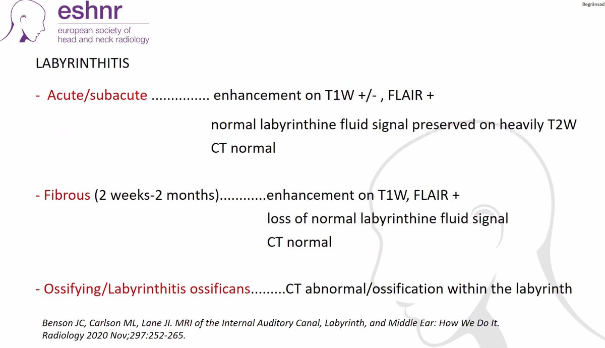 ESHNR case webinar! Dr. Ayca Akgoz Karaosmanoglu, Ankara/TR reviewed the second case from Secil Telli Erdogan from Umea University, Sweden Dx: Bilateral labyrinthitis (fibrous stage) For case details and to view all images 👇courses.cmrad.com/eshnr-webinar-…