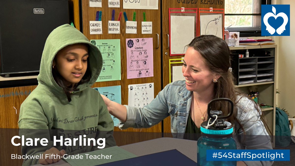 School District 54 (@d54schools) on Twitter photo Clare Harling loves teaching fifth-grade students at <a href="/D54Blackwell/">Blackwell Bobcats</a>, because "they know the expectations and they have this drive to achieve them." Read more at facebook.com/d54schools. #54StaffSpotlight Clare Harling loves teaching fifth-grade students at <a href="/D54Blackwell/">Blackwell Bobcats</a>, because "they know the expectations and they have this drive to achieve them." Read more at facebook.com/d54schools. #54StaffSpotlight