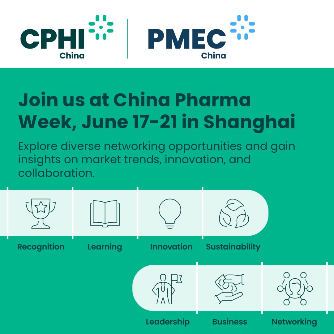 Join us at China Pharma Week, June 17-21 in Shanghai alongside CPHI & PMEC China for a deep dive into the world's second-largest pharma market. Explore diverse networking opportunities and gain insights on market trends, innovation, and collaboration: ow.ly/wEXQ50ROGS1