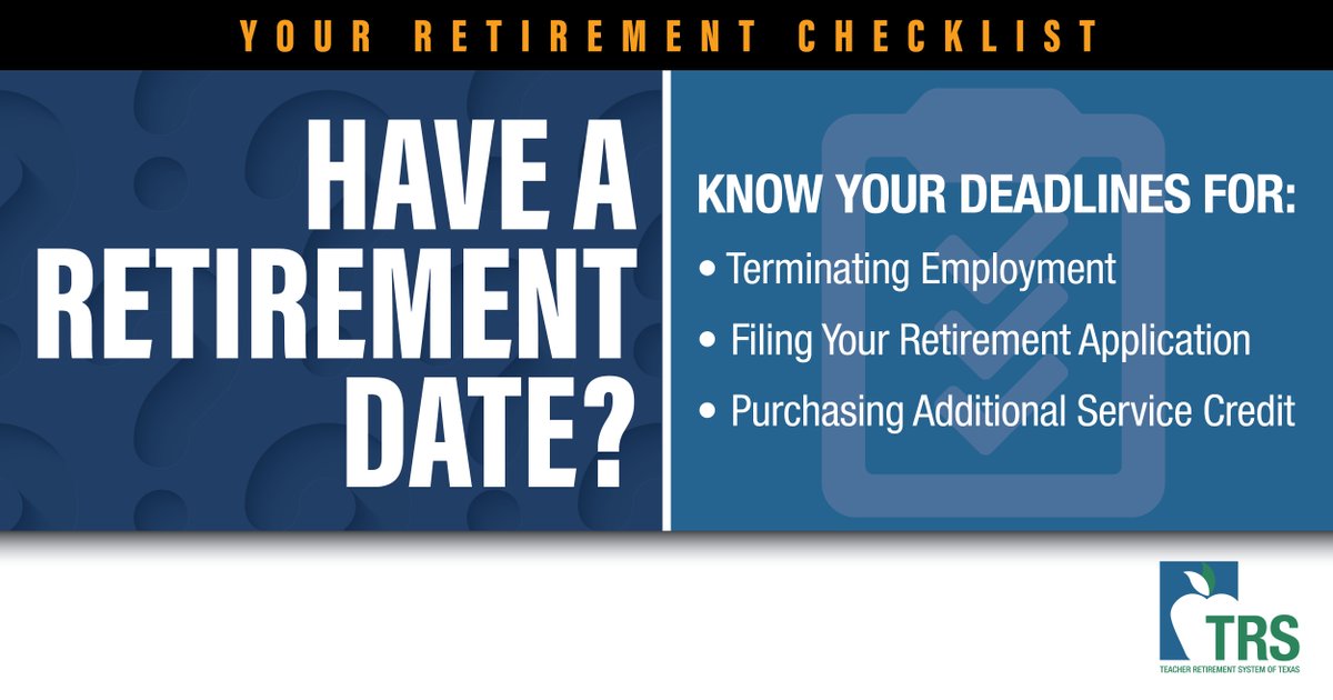 If retirement is in your near future, take a moment to review our Retirement Deadlines Chart: ow.ly/c7jb50ROE70. We highly encourage you to get ahead and submit required documents early instead of waiting for the deadlines.