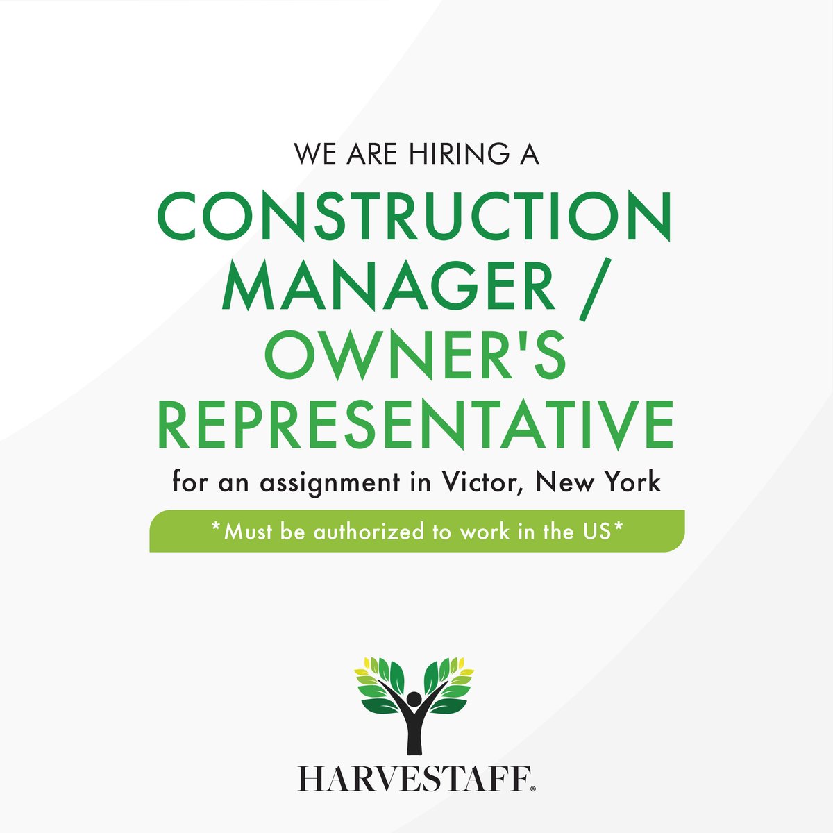 We are hiring an Construction Manager / Owner's Representative for an assignment in Victor, New York, to apply and for more information please visit the following link:

job.harvestaff.com/41749_Construc…

#ConstructionManager #Victor #Job #Jobs #HiringNow #JobAlert #Hiring #Vacancy