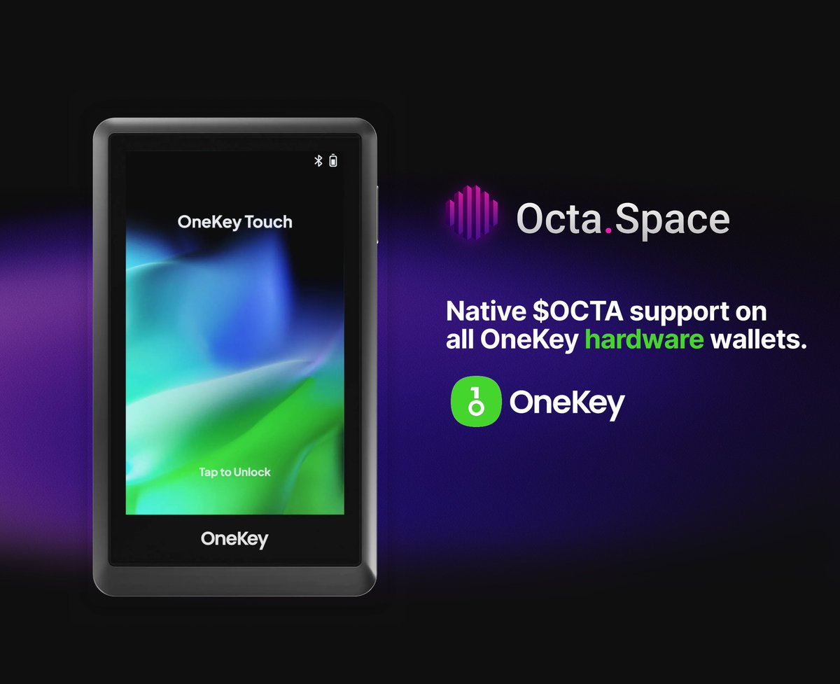 🎉We're pleased to announce that OctaSpace $OCTA has now been integrated into @OneKeyHQ hardware wallets, providing an additional cold storage option for all $OCTA holders.