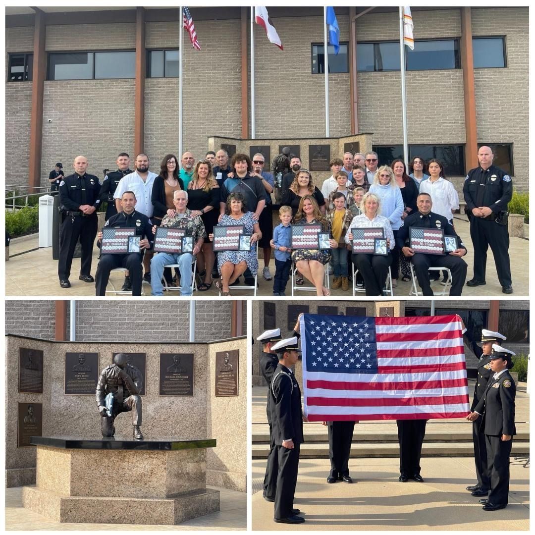 Every year Garden Grove Police Dept. honors its fallen officers and my office was there to join in the memorial recently. I am so grateful for their service. This beautiful statue stands in front of the police department. #SD36