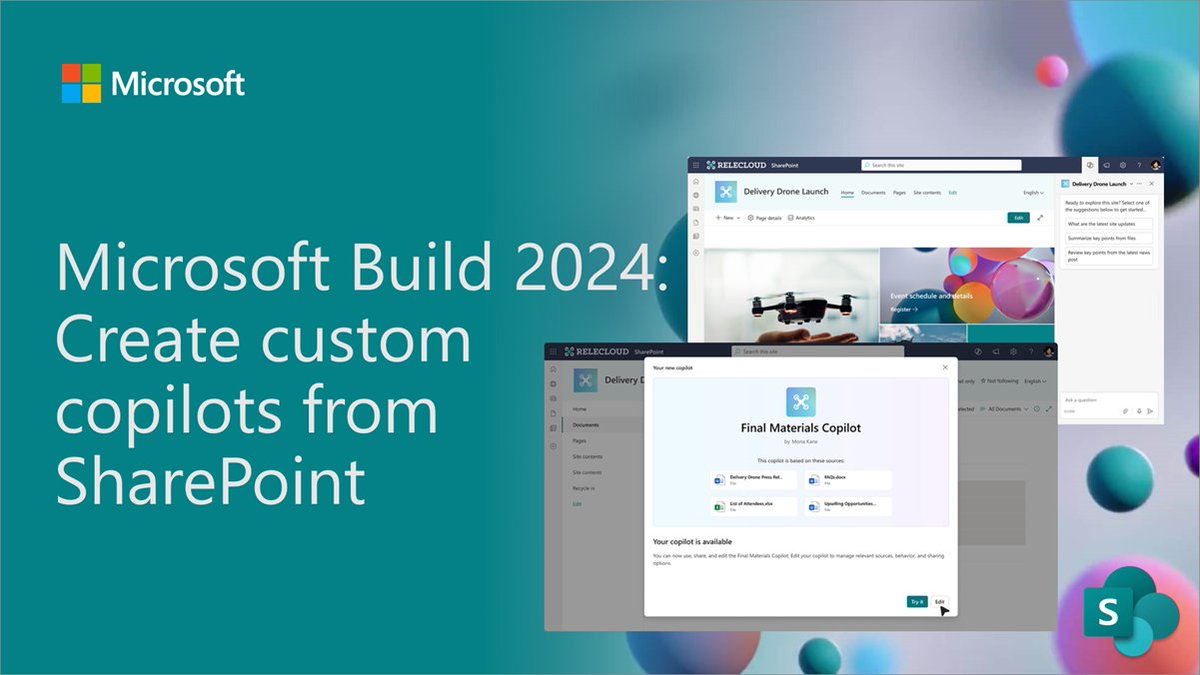 ✨ Microsoft Build 2024: Create custom copilots from SharePoint

• Every SharePoint site comes with a copilot
• Anyone can create copilots from SharePoint in a few clicks
• Share your custom copilot with the team
• Integration with Microsoft Copilot Studio

🧾 See more →