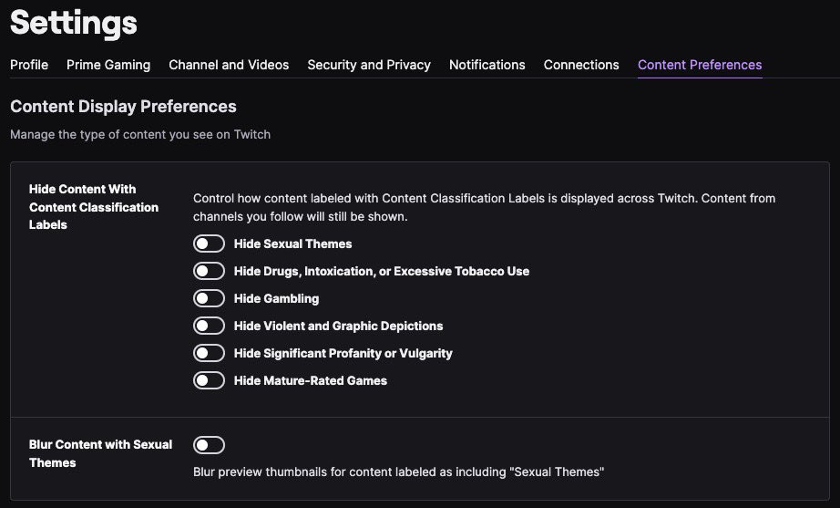 We want Twitch to be a welcoming place for everyone, and recognize that content enjoyed by some may not be a good fit for others. Today we’re rolling out two new content filtering and blurring tools that give you more control over your viewing experience. Hide content labeled