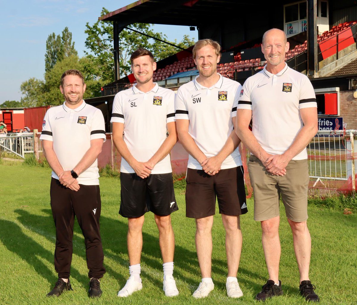 **MANAGEMENT TEAM ANNOUNCEMENT** We are delighted to announce that Simon Woods has selected his management team for the 2024/25 season. On the right is Paul Barton On the left is Callum Britton And stepping up from the U23s management team alongside Woodsy is Stuart Long. ⚽️