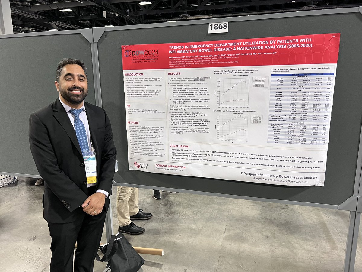 Excellent work by our fellow @RajsaviAnand presenting nationwide data showing #IBD-related ED trends. @IBDCedarsSinai @GilMelmedMD @KReddyMD