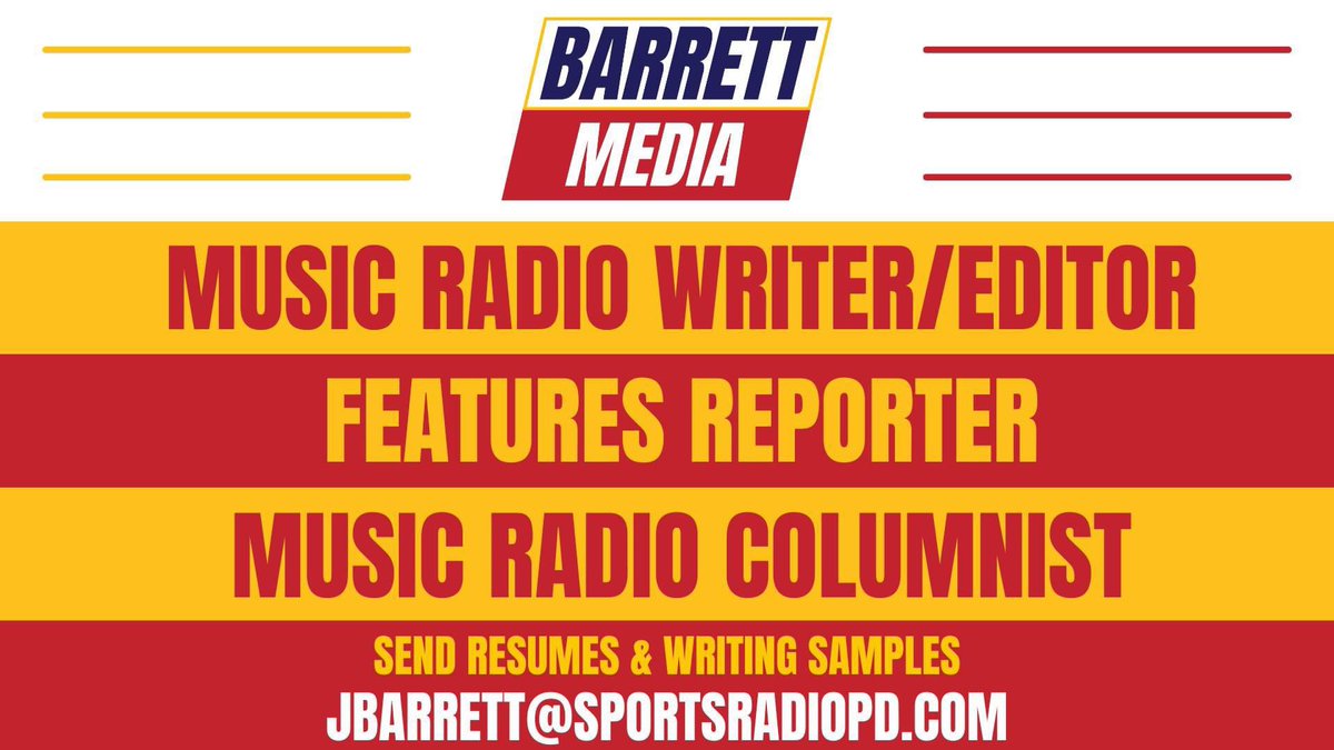 We're expanding our content focus in July, and hiring a few PT contributors. We have 3 openings available. I'm specifically looking for professionals with music radio experience, who love to write about the industry. If interested, email me your resume & writing sample.