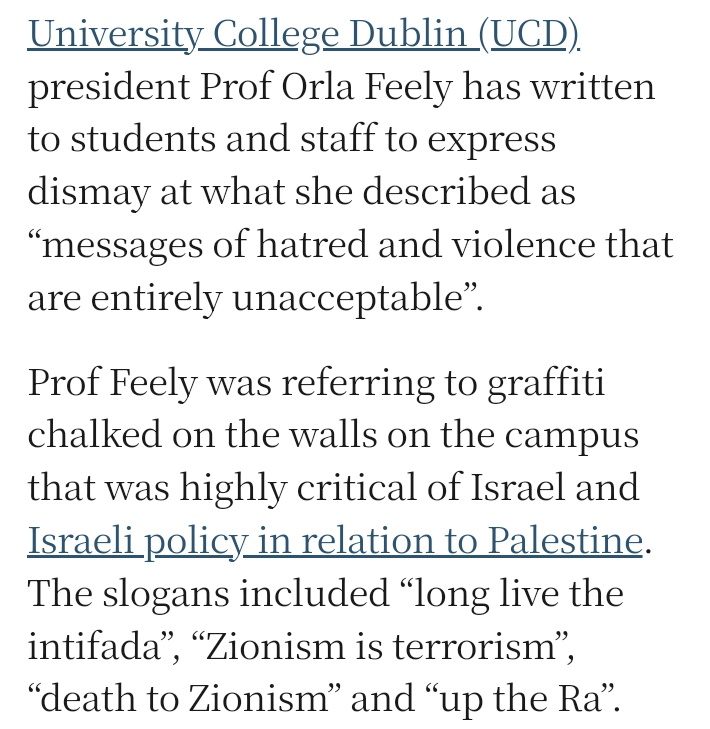 Those living under a settler-colonial state for 76 years have the right to resist occupation, our messages of protest call out the horror of Zionism, and finally is @ucddublin truly trying to infer that a student writing about our colonial past is violence?