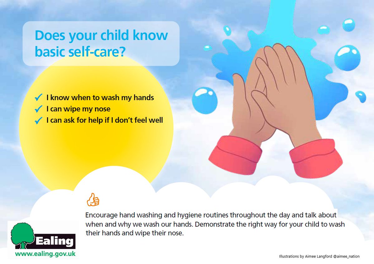 EalingLearning's tweet photo. How to get your child ready for school. Show your child how to wash their hands and blow their nose. Talk to your child about asking for help if they don't feel well #getreadyforschool
@EalingCouncil
@EalingFamilies
@EalingFIS https://t.co/zBnkJK2fQD
