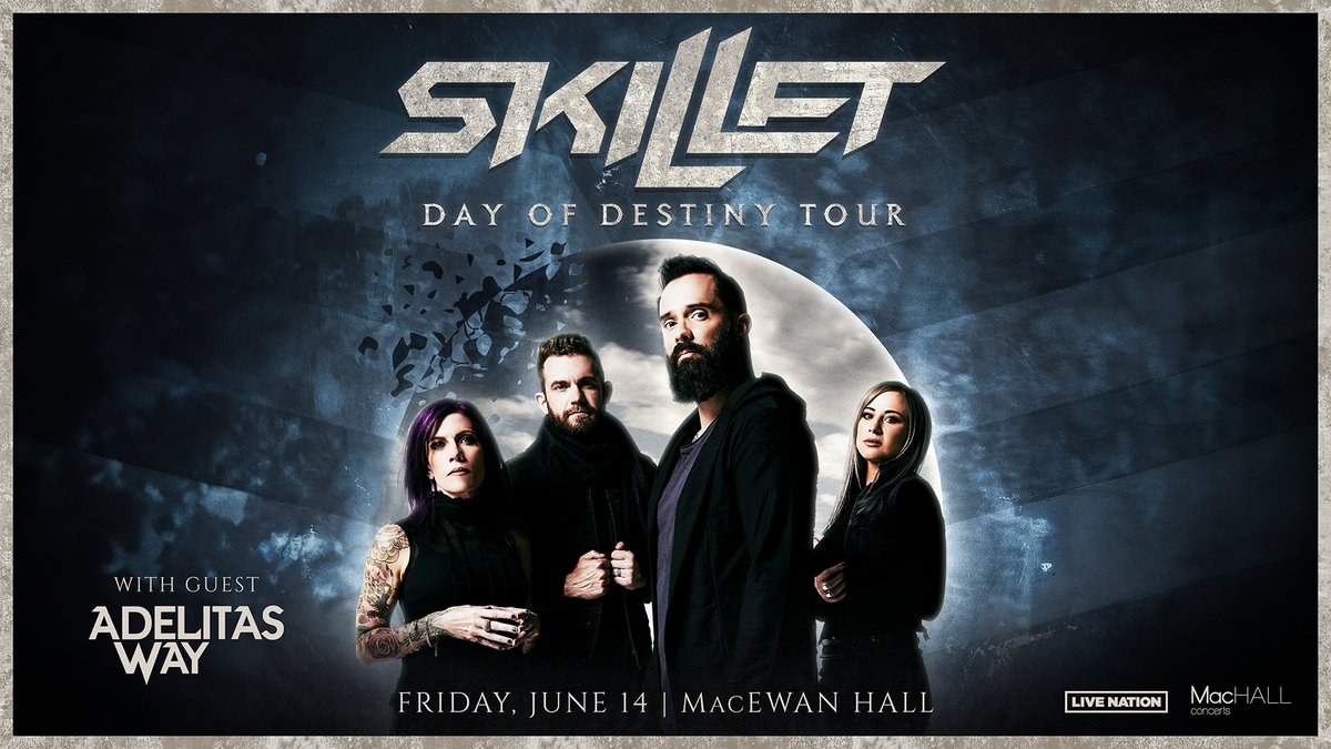 Don’t miss @skilletmusic and special guests @adelitasway playing MacEwan Hall on June 14th! Get your tickets: showclix.com/event/live-nat…

#skilletmusic #adelitasway #dayofdestinytour #yycconcerts #yycmusic #machall #macewanhall