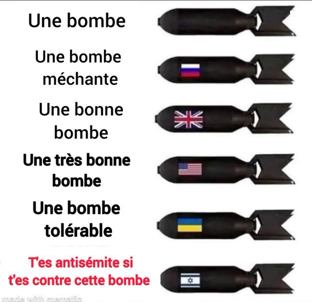 On ne peut comparer le #Hamas avec #Israel

En terme de tueries le #Hamas est un petit artisan alors que l'occupant Israelien riche de son expérience de 76 ans, ses armes et son impunité en est au stade Industriel

Que la #CPI mette fin à cette honteuse impunité!
@francediplo