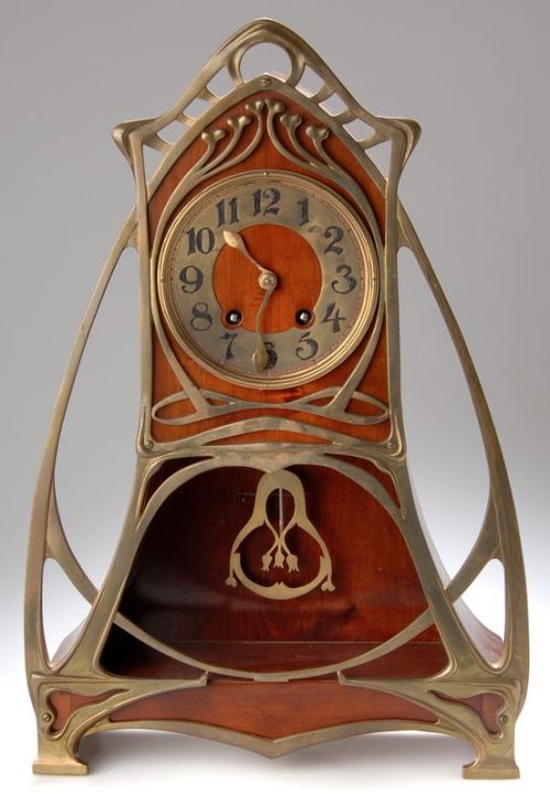 German Art Nouveau table clock, Lenzkirch, Baden.