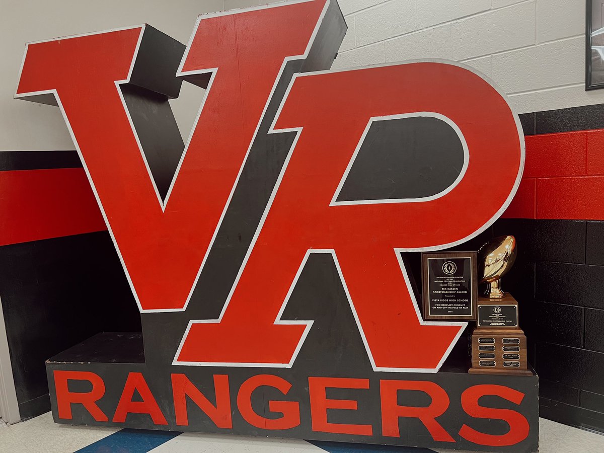 From The Greater Austin Chapter Of The National Football Foundation and College Hall of Fame. YOUR VISTA RIDGE RANGERS! Were awarded The 2024 Tex Kassen Sportsmanship Award, for exemplary conduct on and off the field of play!