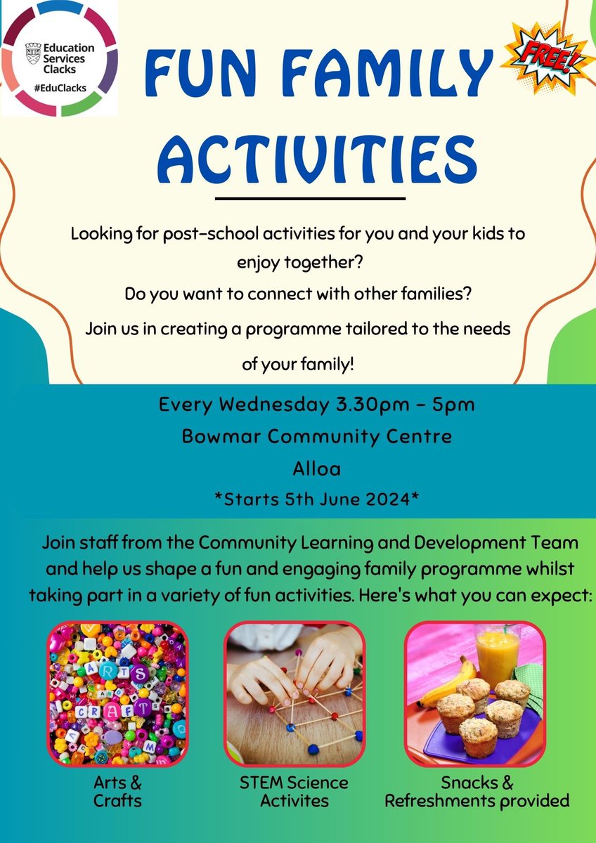 Clackmannanshire CLD (@clackscld) on Twitter photo We have a new Wednesday #FamilyLearning session. At the #BowmarCommunityCentre Why not come along and give it a try. <a href="/AlloaAcademy/">Alloa Academy</a> <a href="/redwell_ps/">Redwell PS & ELC</a> <a href="/AlloaAcadPC/">AlloaAcadParents</a> <a href="/sunnyside_ps/">Sunnyside Primary and ELC</a> <a href="/SunnysideParent/">Sunnyside Parent Council</a> <a href="/RedwellParent/">Redwell PS Parent Council</a> #BecauseofCLD We have a new Wednesday #FamilyLearning session. At the #BowmarCommunityCentre Why not come along and give it a try. <a href="/AlloaAcademy/">Alloa Academy</a> <a href="/redwell_ps/">Redwell PS & ELC</a> <a href="/AlloaAcadPC/">AlloaAcadParents</a> <a href="/sunnyside_ps/">Sunnyside Primary and ELC</a> <a href="/SunnysideParent/">Sunnyside Parent Council</a> <a href="/RedwellParent/">Redwell PS Parent Council</a> #BecauseofCLD