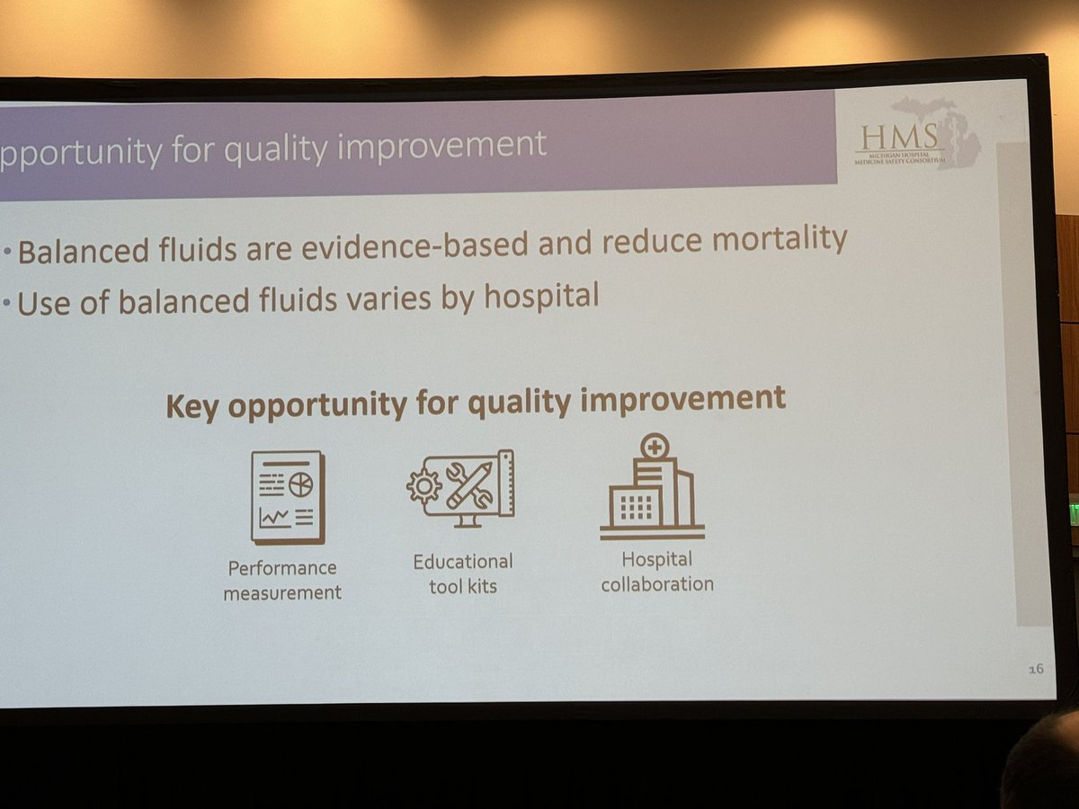 Michelle Ng Gong (@michellenggong) on Twitter photo Elizabeth Monroe presenting data on variability in whether hospitals give balanced vs saline for sepsis, confirming mortality benefit with balanced fluids especially with more shock.  Opportunity and need for implementation and QI? #ATS2024 Elizabeth Monroe presenting data on variability in whether hospitals give balanced vs saline for sepsis, confirming mortality benefit with balanced fluids especially with more shock.  Opportunity and need for implementation and QI? #ATS2024