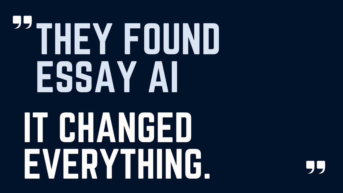 _EssayAI_'s tweet image. Most people spend  hours writing, often feeling stuck and uninspired. Until, they found Essay AI. 
It changed everything.

Here’s how: 
1️⃣ English skills improved drastically. 📚 
2️⃣ cut english writing time in half. ⏳ 
3️⃣ stayed motivated and focused. 💪